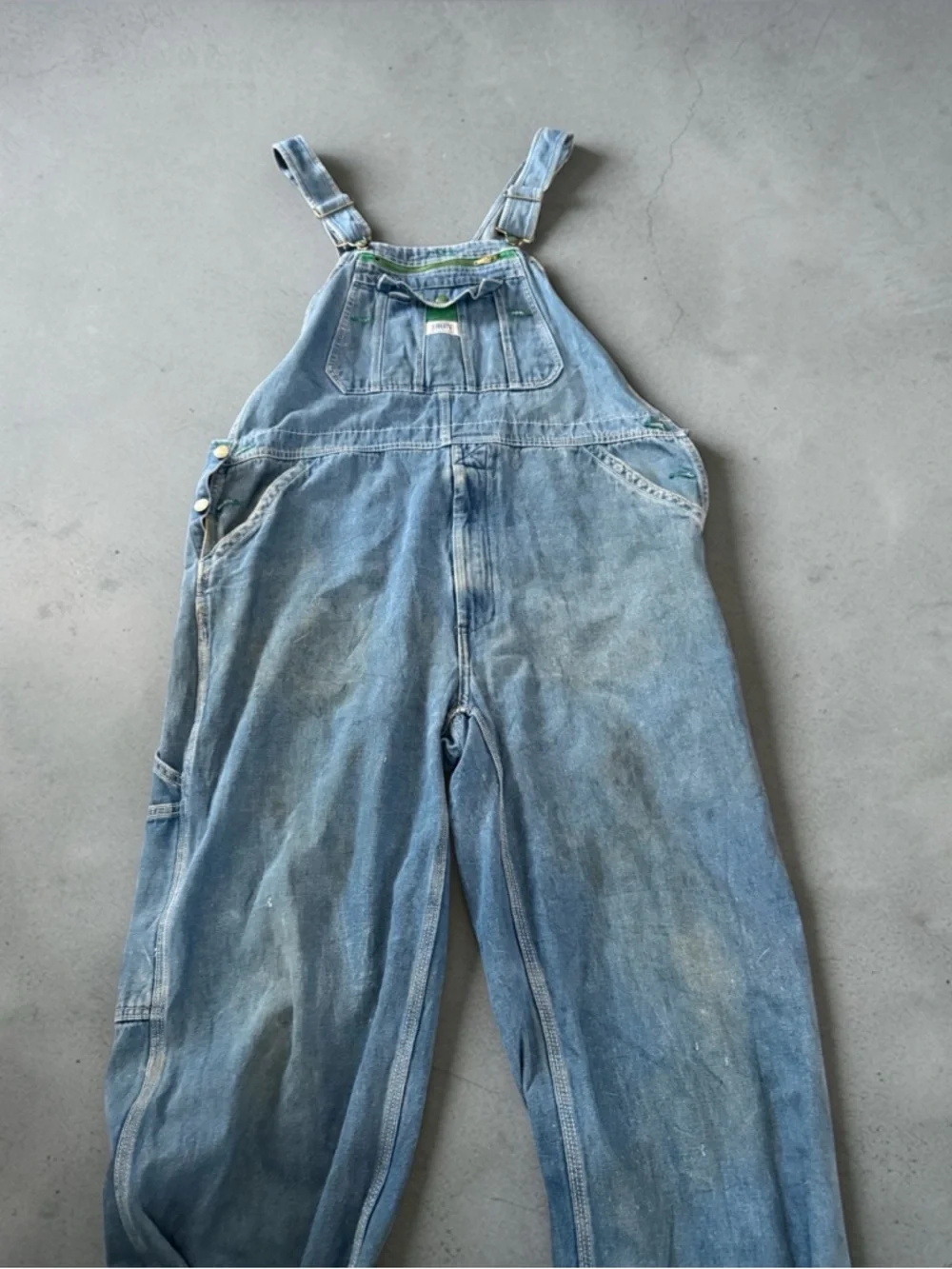 Liberty Overalls 38x34 Denim Bib Distressed Faded Workwear Carpenter - Picture 3 of 10